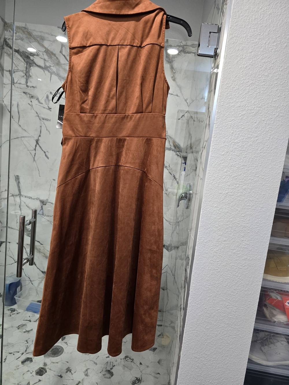 Tahari Sleeveless Wrap Midi Dress in Rust - Picture 3 of 5